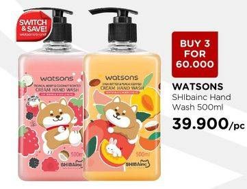 Promo Harga WATSONS Shibainc Cream Hand Wash All Variants 500 ml - Watsons