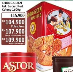 Promo Harga Khong Guan Assorted Biscuit Red Persegi 1600 gr - Alfamidi