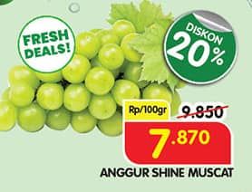 Promo Harga Anggur Shine Muscat 100 gr - Superindo