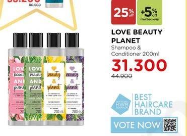 Promo Harga LOVE BEAUTY AND PLANET Shampoo & Conditioner 200 ml - Watsons