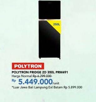 Promo Harga POLYTRON PRM 491X | Kulkas 2 Pintu 350 L  - Carrefour