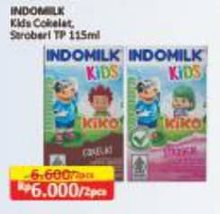 Promo Harga Indomilk Susu UHT Kids Cokelat, Stroberi 115 ml - Alfamart