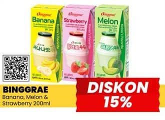 Promo Harga Binggrae Susu UHT Banana, Melon, Strawberry 200 ml - Yogya