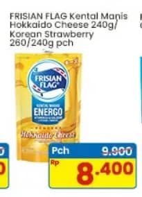 Promo Harga Frisian Flag Susu Kental Manis Hokkaido Cheese, Korean Strawberry 260 gr - Indomaret