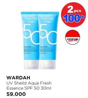 Promo Harga Wardah UV Shield Aqua Fresh Essence SPF 50 PA++++ 30 ml - Watsons