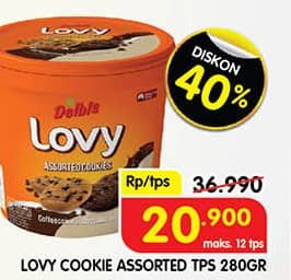 Promo Harga Lovy Biskuit Cookies 280 gr - Superindo