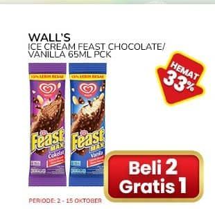 Promo Harga Walls Feast Chocolate, Vanilla 65 ml - Indomaret