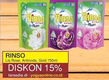 Promo Harga RINSO Liquid Detergent + Molto Pink Rose Fresh, + Molto Royal Gold, Classic Fresh 750 ml - Yogya