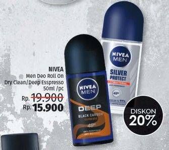 Promo Harga NIVEA MEN Deo Roll On Silver Protect Anti-Bakteri, Deep Black Charcoal Espresso 50 ml - LotteMart
