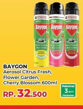 Promo Harga Baygon Insektisida Spray Citrus Fresh, Flower Garden, Cherry Blossom 600 ml - Yogya