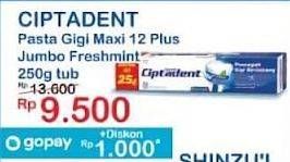 Promo Harga Ciptadent Pasta Gigi Maxi 12 Plus Fresh Mint 250 gr - Indomaret