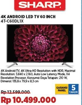 Promo Harga Sharp 4T-C60DL1X 4K Android TV  - COURTS