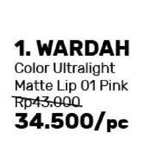Promo Harga WARDAH Colorfit Ultralight Matte Lipstick 01. Pink  - Guardian