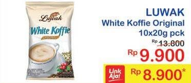 Promo Harga Luwak White Koffie Original per 10 sachet 20 gr - Indomaret