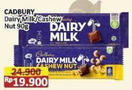 Promo Harga Cadbury Dairy Milk Original, Cashew Nut 90 gr - Alfamart
