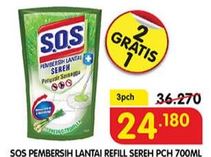 Promo Harga SOS Pembersih Lantai Sereh 700 ml - Superindo