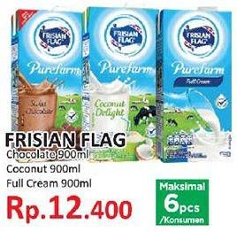 Promo Harga FRISIAN FLAG Susu UHT Purefarm Coconut, Full Cream, Cokelat 900 ml - Yogya