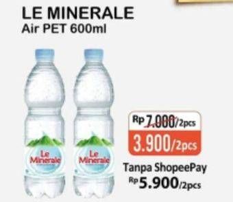 Promo Harga LE MINERALE Air Mineral per 2 botol 600 ml - Alfamart