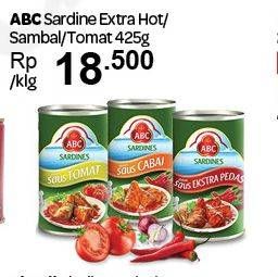 Promo Harga ABC Sardines Extra Hot, Sambal, Tomat 425 gr - Carrefour