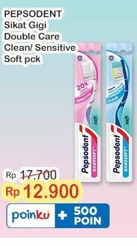 Promo Harga Pepsodent Sikat Gigi Double Care Clean Soft, Sensitive Soft 1 pcs - Indomaret