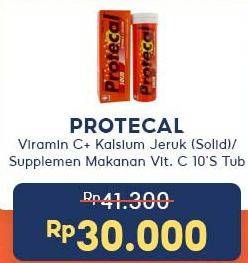 Promo Harga PROTECAL Vit C+ Kalsium Jeruk (solid)/ Suplemen Makanan Vit. C 10s  - Indomaret