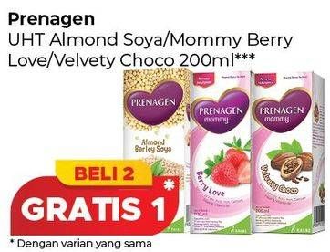 Promo Harga PRENAGEN Mommy UHT Almond Barley Soya, Berry Love, Velvety Choco 200 ml - Carrefour