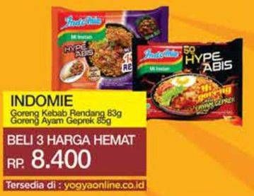 Promo Harga Indomie Hype Abis Kebab Rendang, Ayam Geprek 85 gr - Yogya