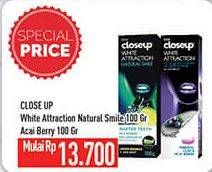 Promo Harga CLOSE UP Pasta Gigi White Attraction Mineral Clay Acai Berry, Natural Smile 100 gr - Hypermart