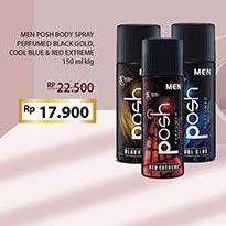 Promo Harga POSH Men Perfumed Body Spray Cool Blue, Red Extreme, Black Gold 150 ml - Indomaret