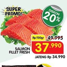 Promo Harga Salmon Fillet per 100 gr - Superindo