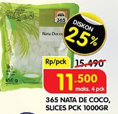 Promo Harga 365 Nata De Coco Slices 1000 gr - Superindo