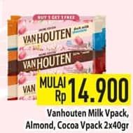 Promo Harga Van Houten Chocolate Milk Chocolate, Almonds, Cocoa 40 gr - Hypermart