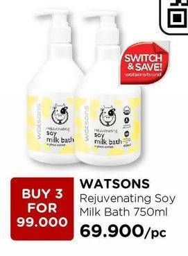 Promo Harga WATSONS Rejuvenating Soy Milk Bath per 3 botol 750 ml - Watsons