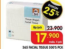 Promo Harga 365 Facial Tissue 500 sheet - Superindo