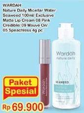 Promo Harga Wardah Natural Daily Seaweed Micellar Water/Exclusive Matte Lip Cream  - Indomaret