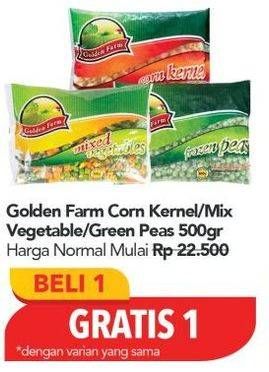 Promo Harga GOLDEN FARM Corn Kernel, Mix Vegetable, Green Peas  - Carrefour