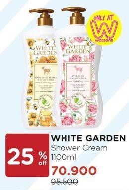 Promo Harga WHITE GARDEN Shower Cream 1100 ml - Watsons