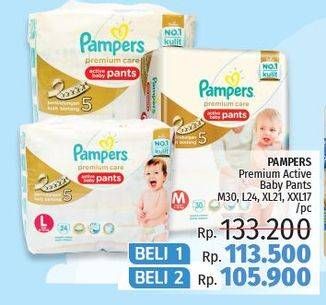Promo Harga Pampers Premium Care Active Baby Pants M30, L24, XL21, XXL17  - LotteMart