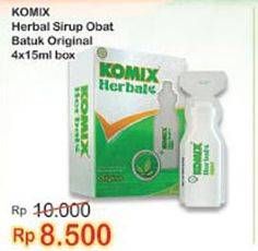 Promo Harga KOMIX Herbal Obat Batuk per 4 pcs 15 ml - Indomaret