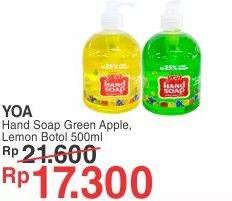 Promo Harga YOA Hand Soap Lemon, Apel 500 ml - Yogya