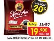 Promo Harga KAPAL API Kopi Bubuk Special Mix per 20 sachet 25 gr - Superindo