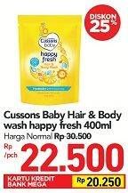 Promo Harga CUSSONS BABY Hair & Body Wash Happy Fresh 400 ml - Carrefour