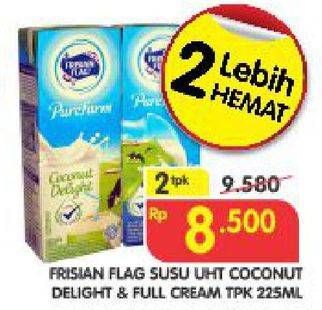 Promo Harga FRISIAN FLAG Susu UHT Purefarm Coconut Delight, Full Cream per 2 pcs 225 ml - Superindo
