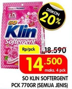 Promo Harga SO KLIN Softergent Rossy Pink 770 gr - Superindo