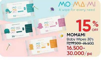 Promo Harga MOMAMI Baby Wipes All Variants 30 pcs - Guardian