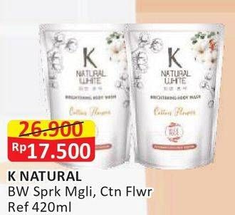 Promo Harga K NATURAL WHITE Body Wash Cotton Flower, Sparkling Magnolia 450 ml - Alfamart