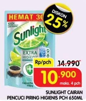 Promo Harga Sunlight Pencuci Piring Higienis Plus With Habbatussauda 650 ml - Superindo