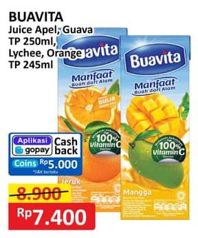 Promo Harga Buavita Fresh Juice Apple, Guava, Lychee, Orange 250 ml - Alfamart