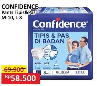 Promo Harga Confidence Adult Pants Tipis & Pas Di Badan M10, L8 8 pcs - Alfamart