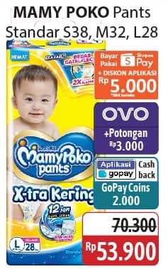 Promo Harga Mamy Poko Pants Xtra Kering S38, L28, M32 28 pcs - Alfamidi